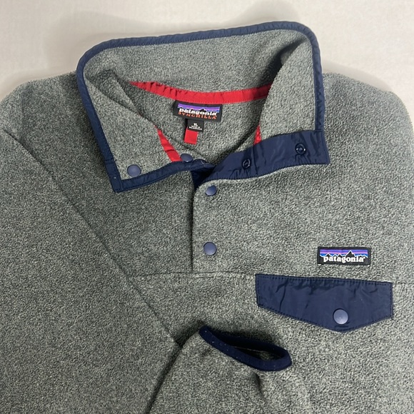 Patagonia Synchilla Fleece Snap T Womens Jacket -Gray & Blue Trim Sz XL - Picture 2 of 6
